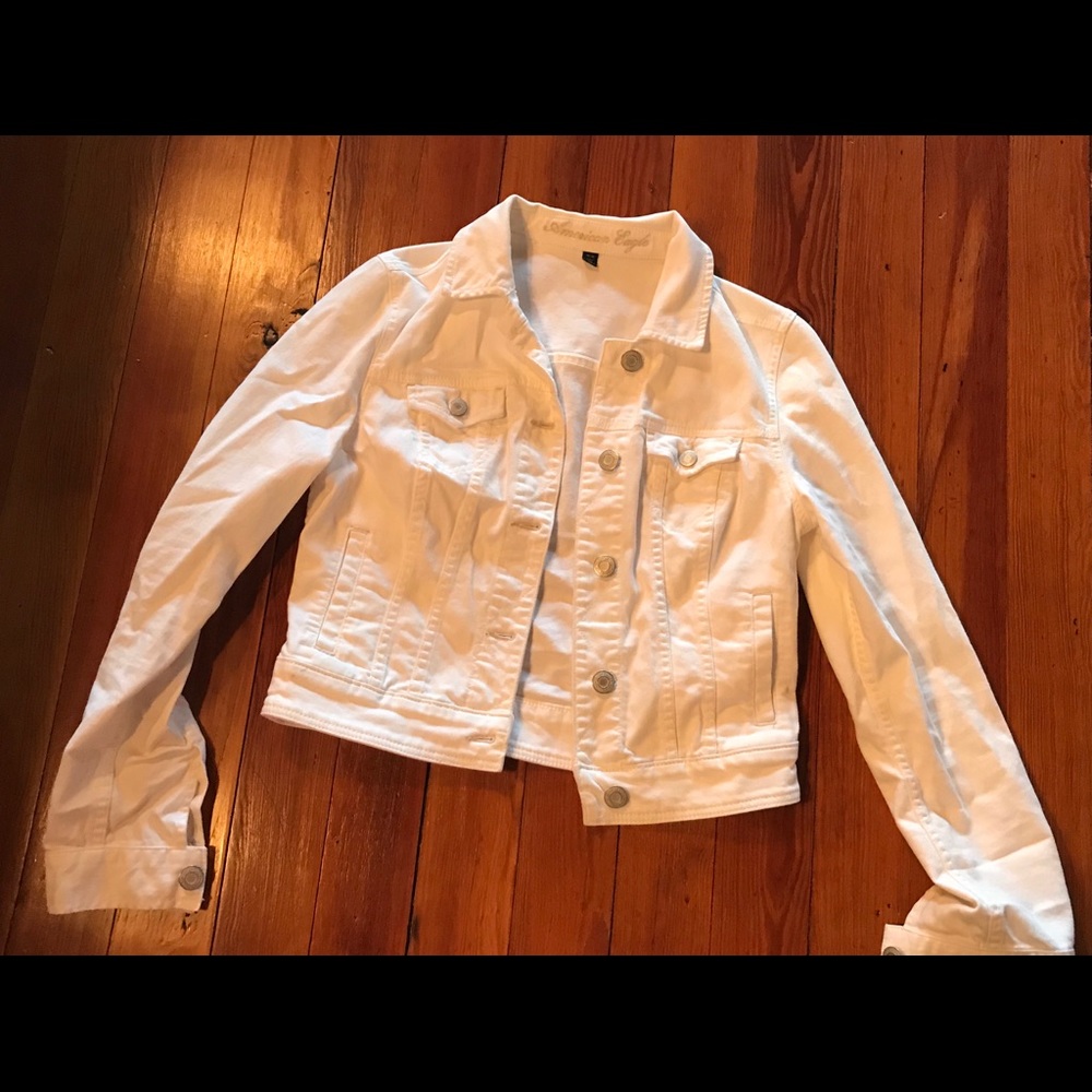 American Eagle white denim jacket